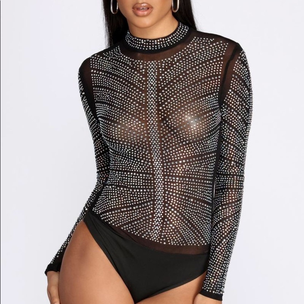 Sheer Rhinestone Bodysuit